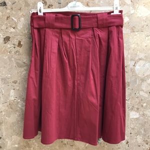 ANGVNS maroon mini pleated skirt